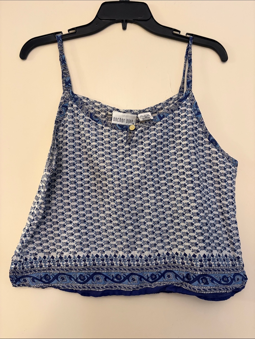 anchor blue Women’s Navy and White Printed Lightweight Tank, XL